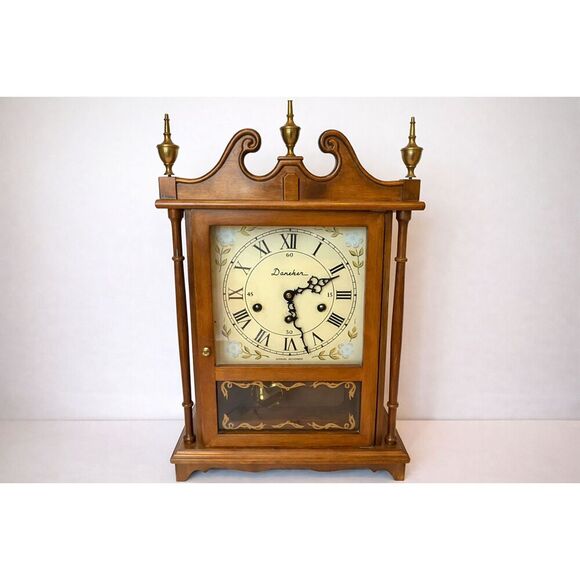 Daneker Other - Vintage Daneker Pillar and Scroll Mantel Clock 8 day Westminster chime